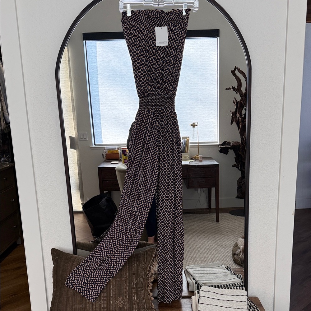 NWT - SaintBy - Navy & Brown Strapless Jumpsuit